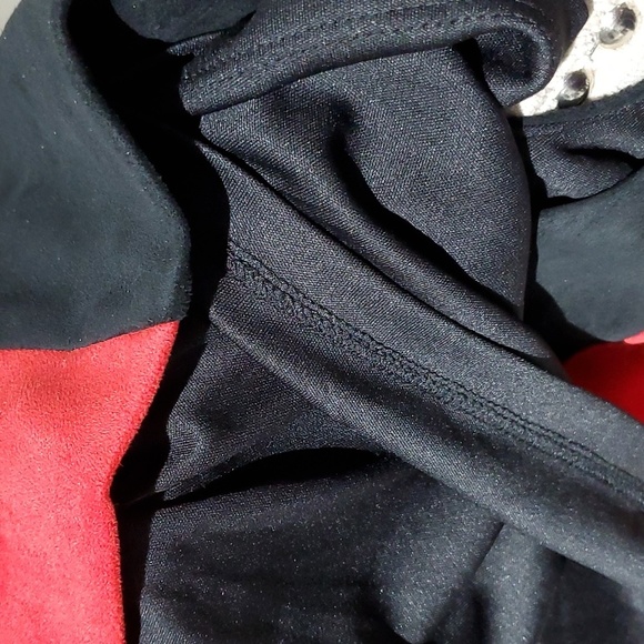 CK CALVIN KLEIN COLOR BLOCK RED BLACK SUEDE DRESS SIZE 2 - Picture 9 of 9